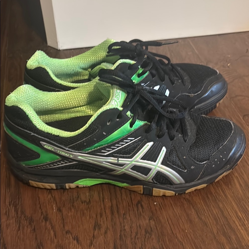 Asics Black and Green Athletic Shoes
